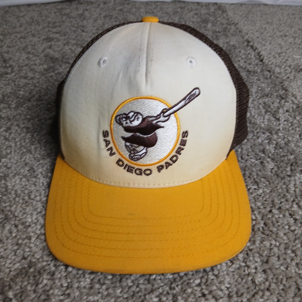 American Needle San Diego Padres Cooperstown Trucker Hat Brown Yellow Snapback